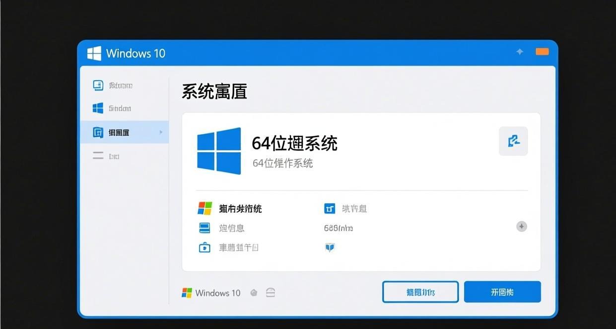 Windows 系统属性界面确认系统位数