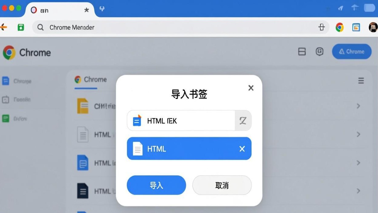 Chrome 书签管理器的导入书签对话框