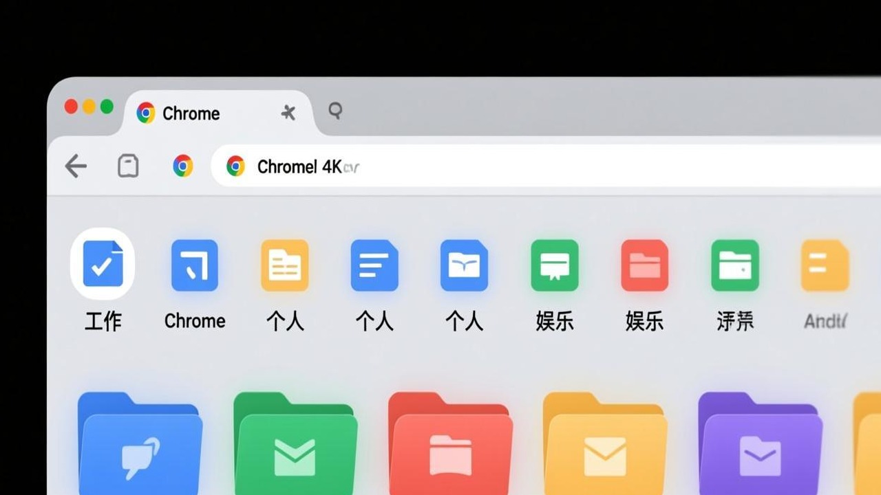 展示一个组织良好的 Chrome 书签栏，文件夹结构清晰、分类明确