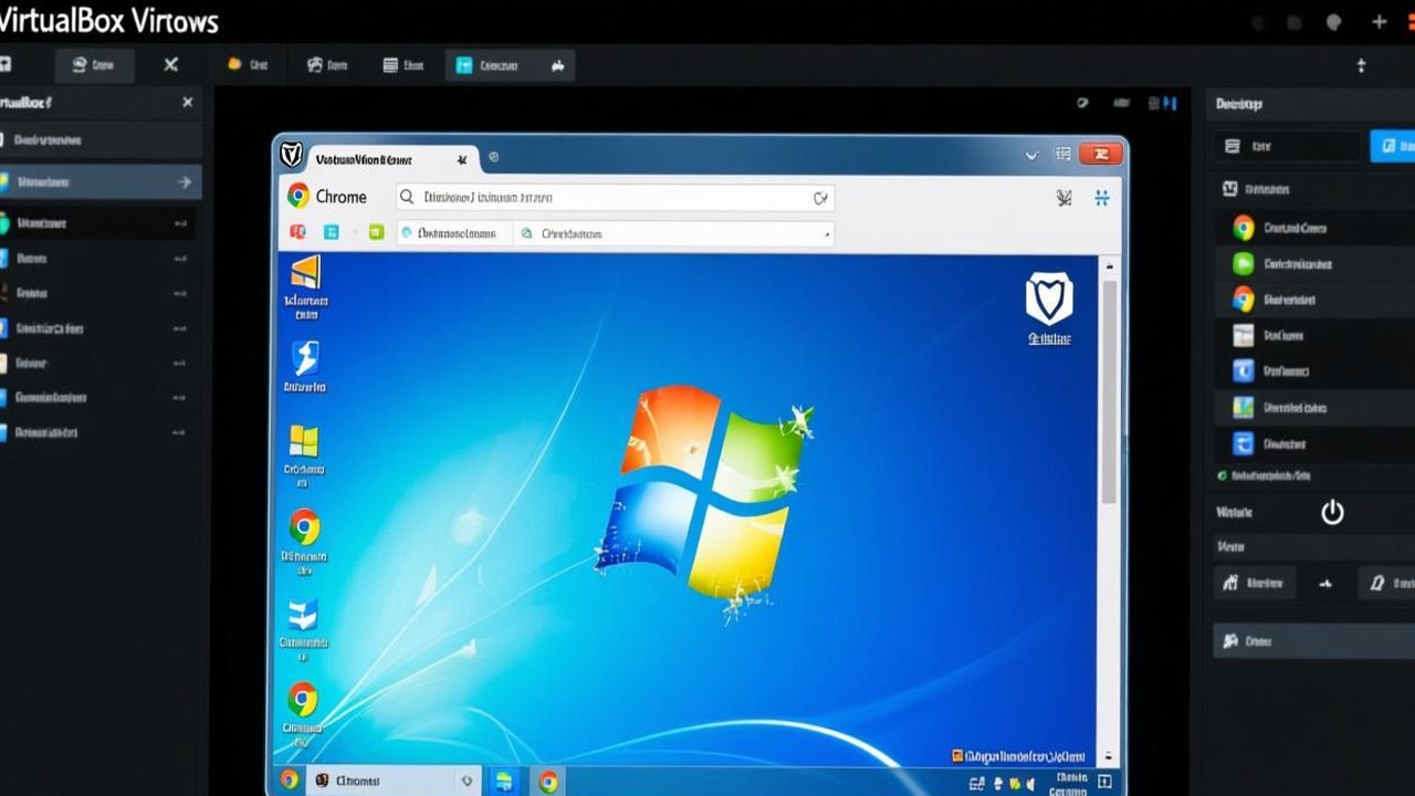 VirtualBox 中运行 Windows 7 + Chrome 87 的虚拟机界面截图