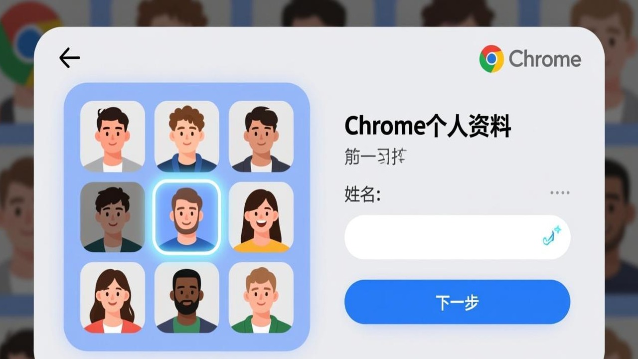 Chrome Profile 创建界面,显示头像选择和命名
