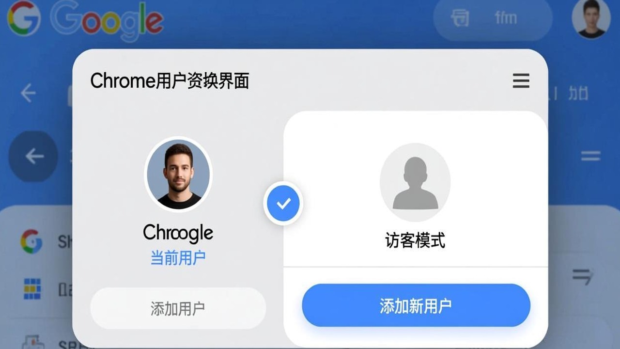 Chrome 用户切换界面截图,展示主用户和访客模式的切换入口